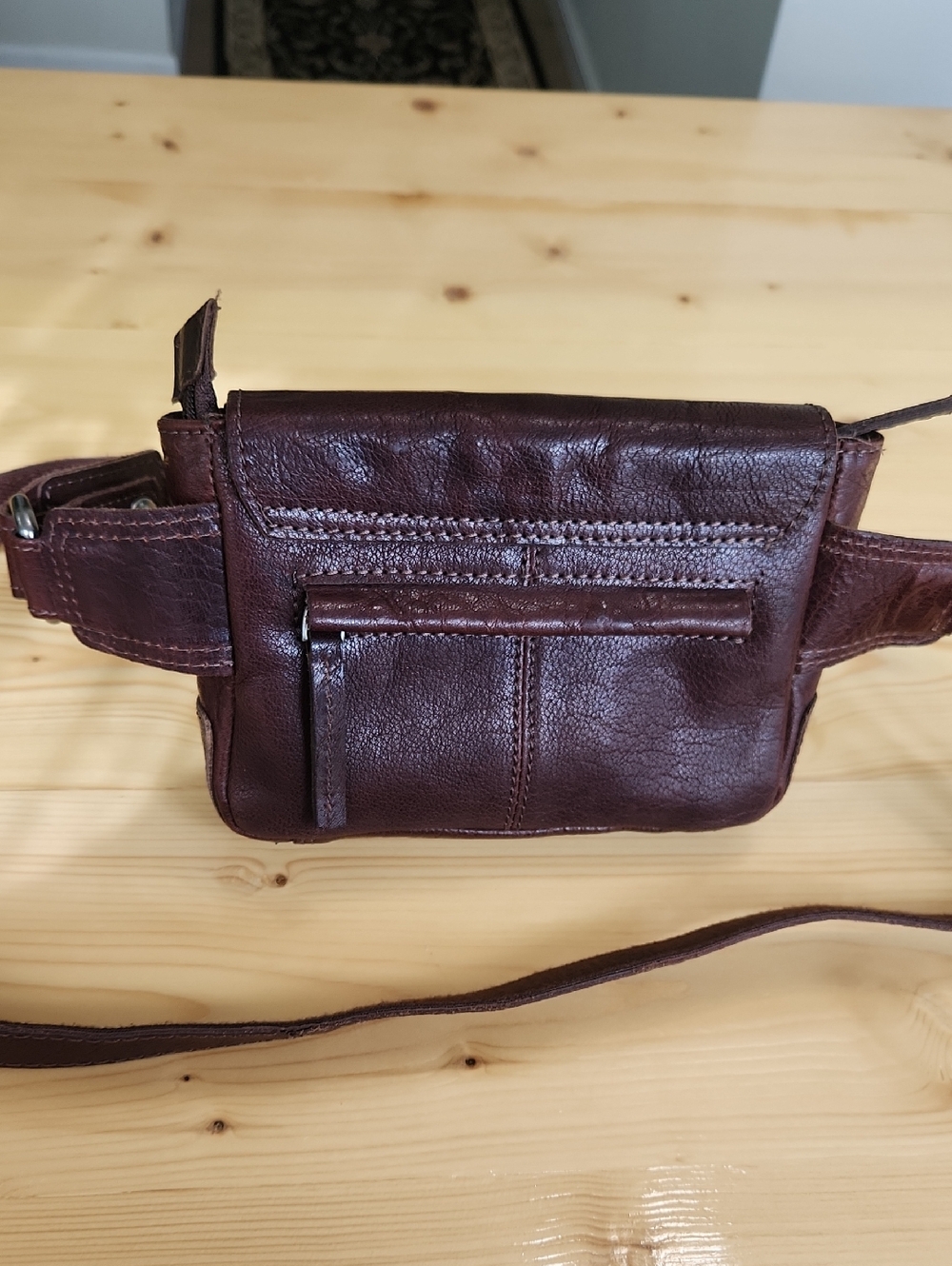 Spikes & Sparrow Leather Crossbody Belt Bag Brown Multi Pocket Fanny Pack Unisex - Picture 5 of 17
